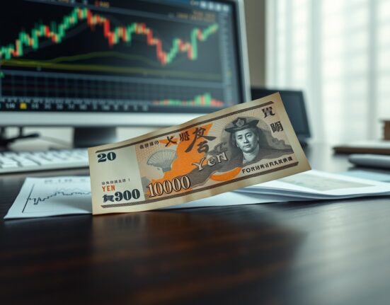 Japanese yen banknote and financial chart representing currency market analysis and Bank of Japan policy.