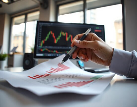 Analyst reviewing a candlestick chart for Japanese Yen market analysis