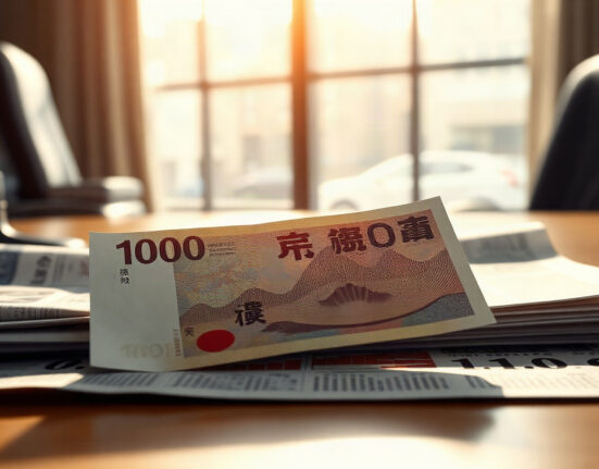 Japanese yen banknotes with a financial chart in the background, symbolizing currency market analysis