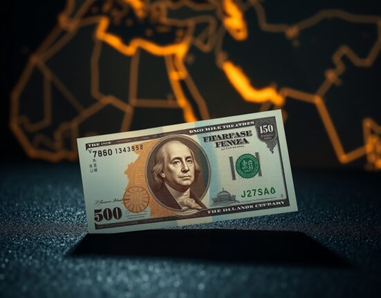 Japanese Yen and US Dollar banknotes with Middle East map background, representing Forex Today's currency rally amid geopolitical tensions.