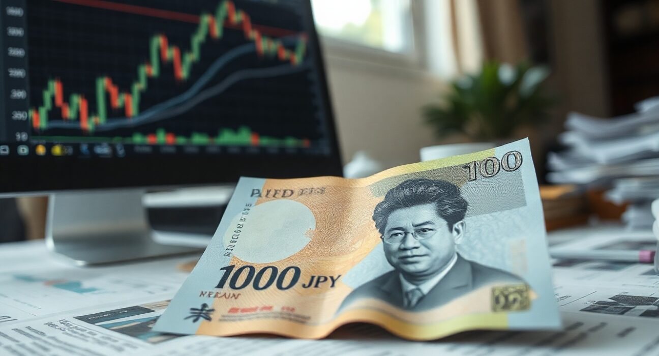 Japanese Yen banknotes with a financial chart in the background, symbolizing currency market analysis
