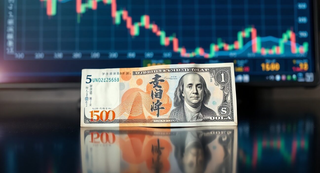 Japanese yen and US dollar banknotes side by side, representing currency exchange rate analysis.