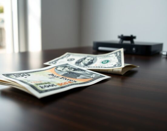 Japanese yen and US dollar banknotes on a desk representing currency market movements ahead of inflation data