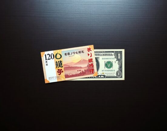 Japanese yen and US dollar banknotes on a desk representing forex market analysis