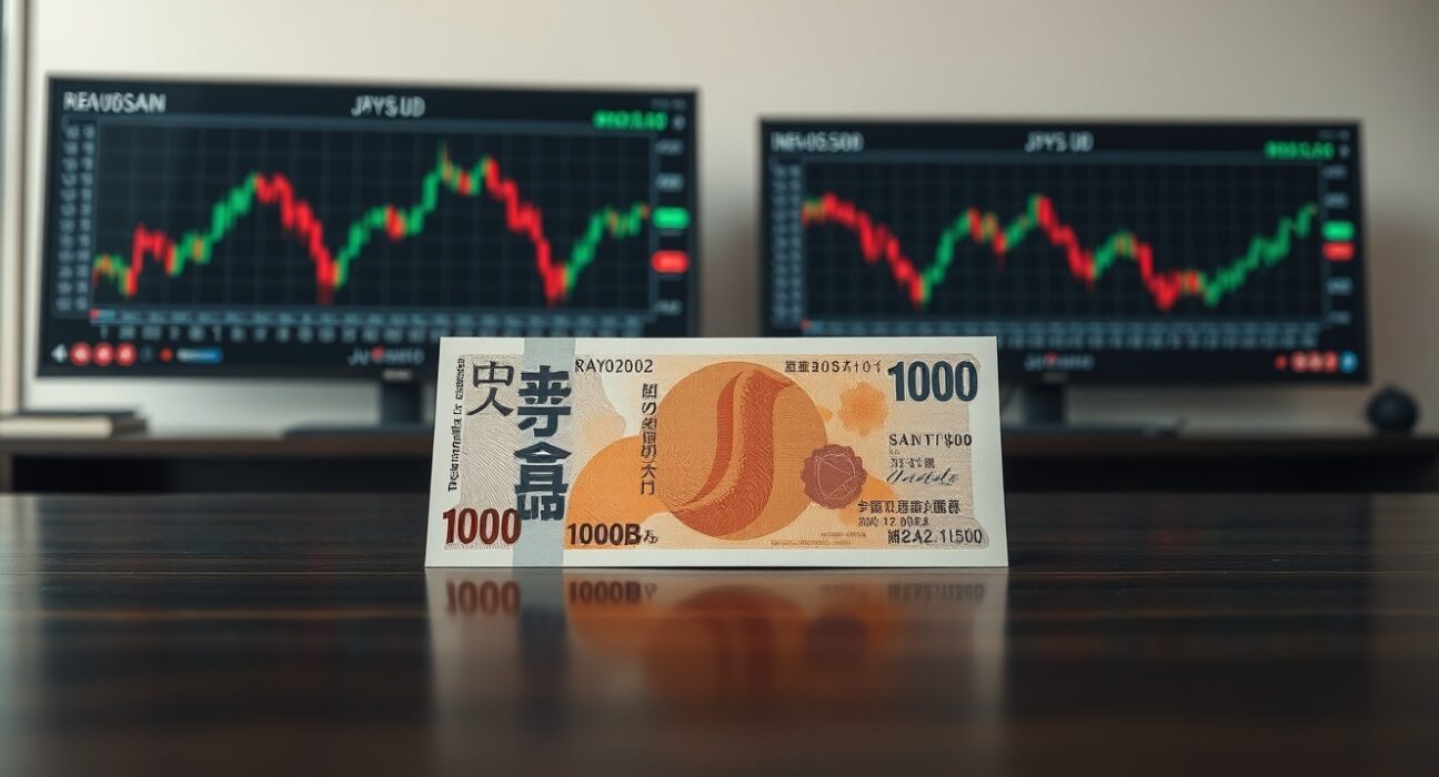 Japanese Yen banknote analysis during US-Iran geopolitical tensions affecting currency markets.