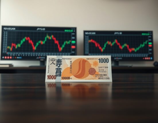 Japanese Yen banknote analysis during US-Iran geopolitical tensions affecting currency markets.