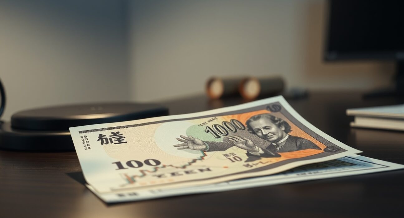 Japanese yen banknote and financial chart representing currency analysis and intervention threats.