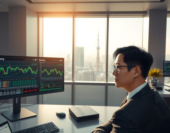 Japanese financial analyst monitoring USD/JPY currency pair ahead of PCE inflation data release in Tokyo trading environment.