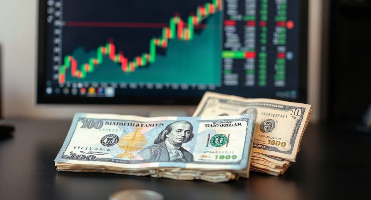 Japanese Yen and US Dollar banknotes on a trading desk