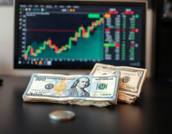 Japanese Yen and US Dollar banknotes on a trading desk