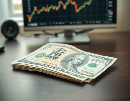 Close-up of Japanese yen and US dollar banknotes on a desk, symbolizing currency exchange rate risk.
