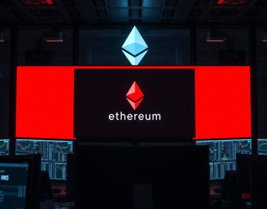 Trading screen showing ETH liquidation alert, representing Jeffrey Huang's $2.5M loss