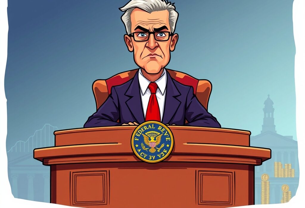 Jerome Powell, Federal Reserve Chairman, stands resolute, symbolizing stability in US monetary policy amidst economic shifts.