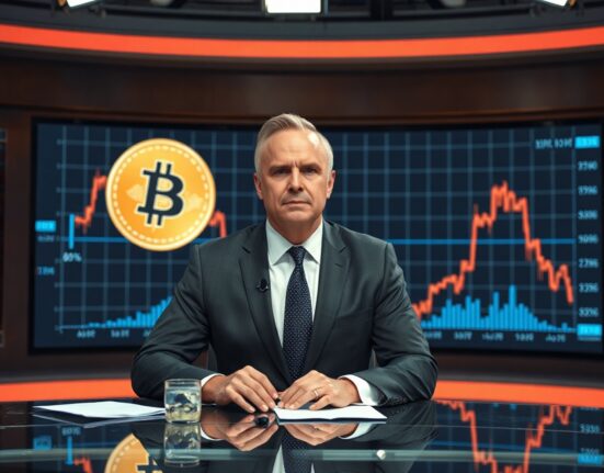 Jim Cramer on CNBC set with Bitcoin chart in background, discussing quantum computing risks