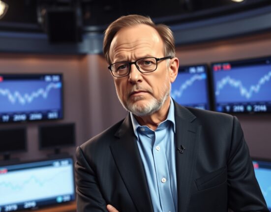 Jim Cramer discusses his oil price prediction in a financial news studio.