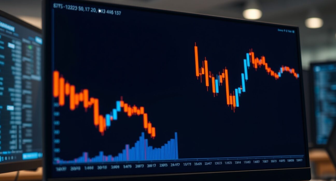 Jito (JTO) price chart showing a sharp decline on a trading monitor