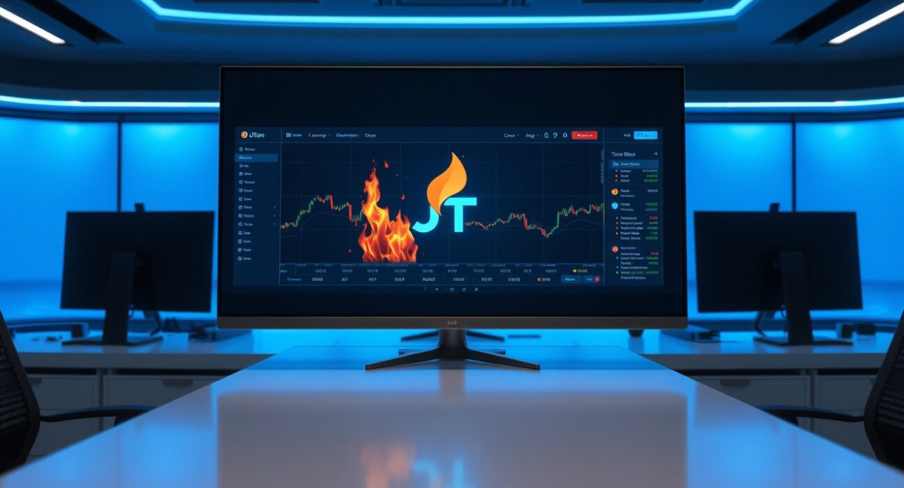 Jito trading platform interface with token burn animation symbolizing JTO buyback and burn program.