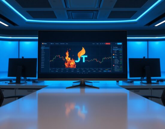 Jito trading platform interface with token burn animation symbolizing JTO buyback and burn program.
