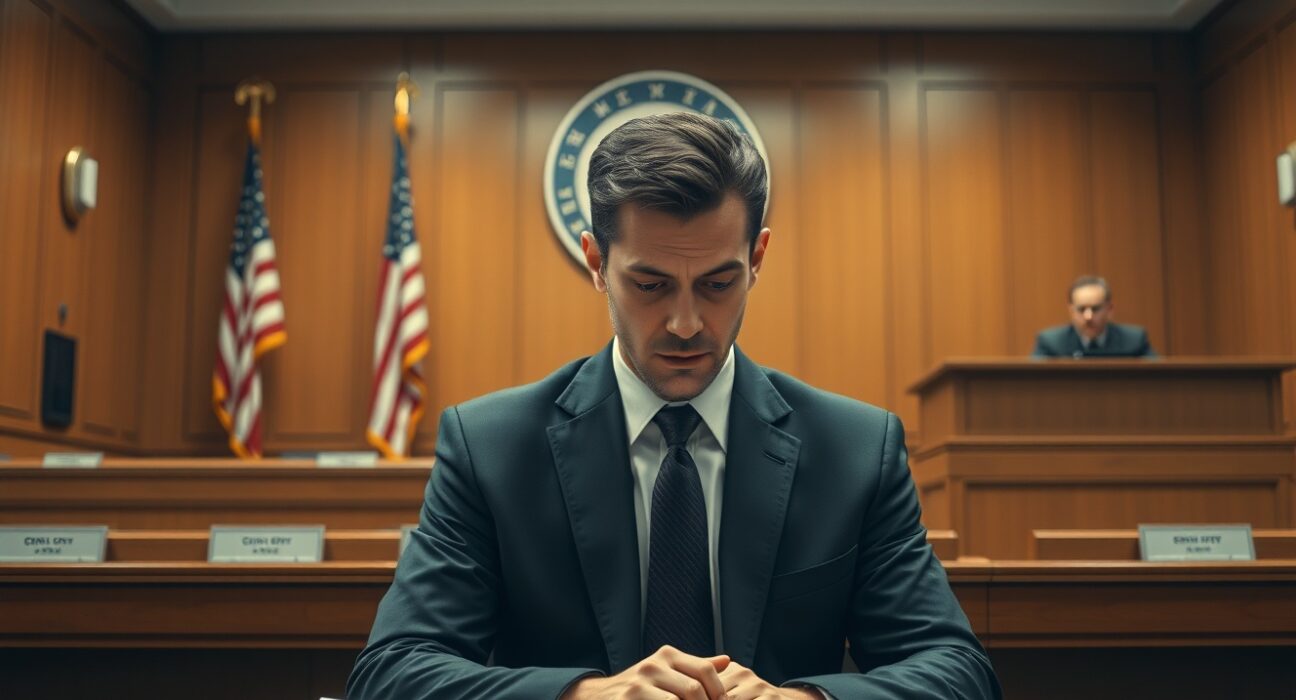 Courtroom scene showing John Gotti's grandson sentenced for COVID-19 fund cryptocurrency fraud