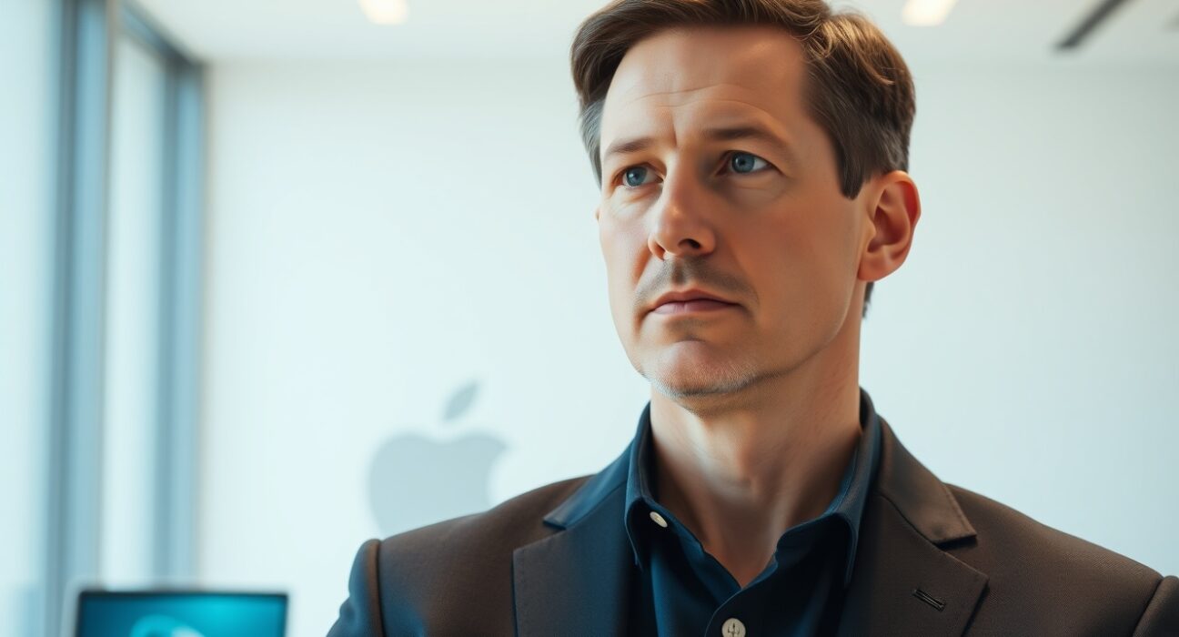 John Ternus, Apple's new CEO, contemplates leading the tech giant through major challenges.