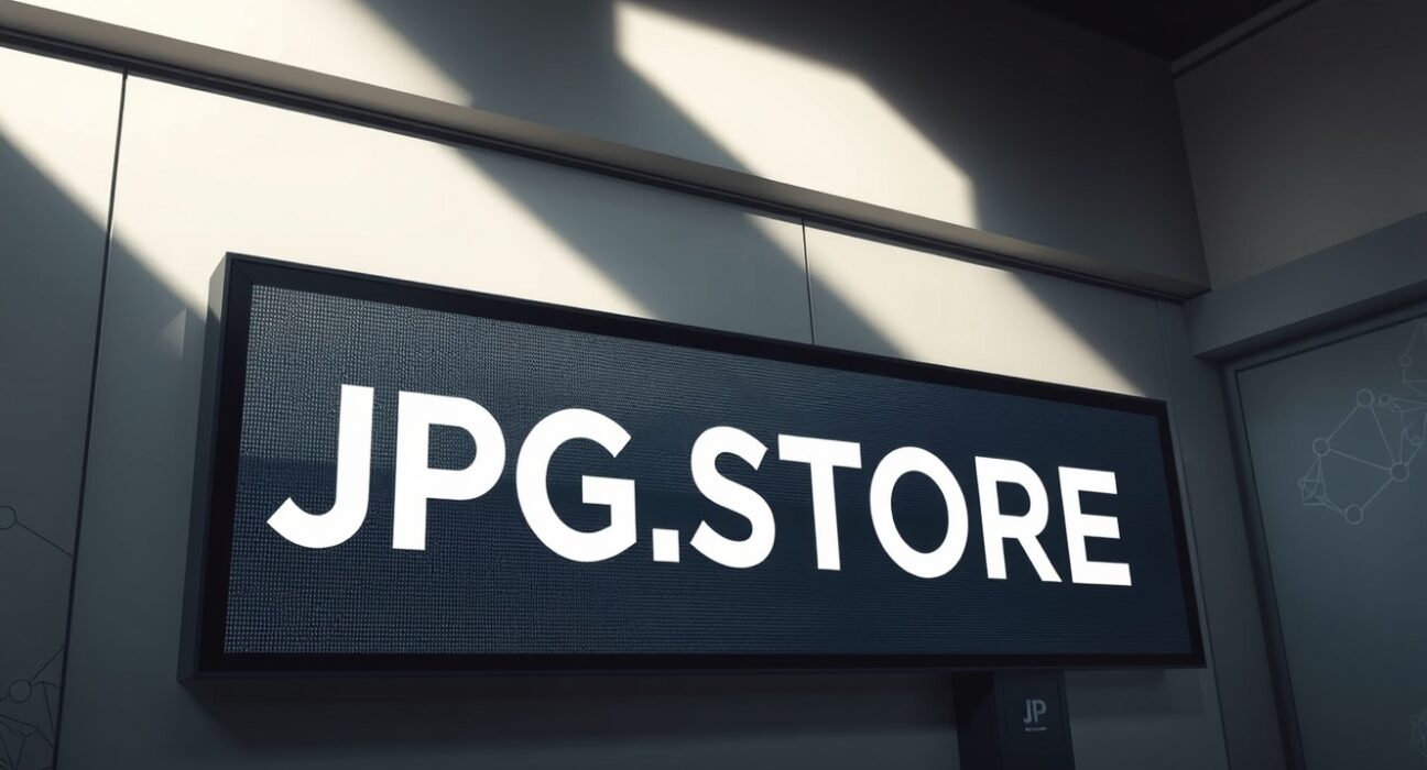 JPG.STORE Cardano NFT marketplace shutdown announcement with dimmed sign