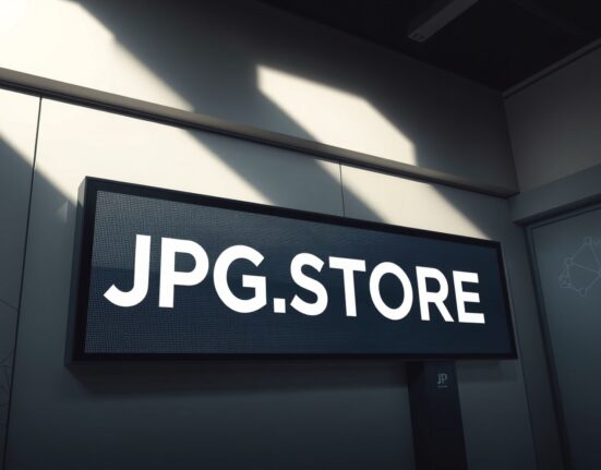JPG.STORE Cardano NFT marketplace shutdown announcement with dimmed sign