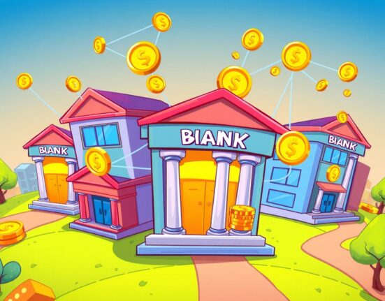 Collaborative bank stablecoin development showing multiple financial institutions working together on digital currency