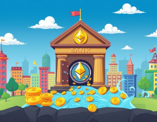 JPMorgan Bitmine stake investment in Ethereum cryptocurrency as vibrant cartoon illustration