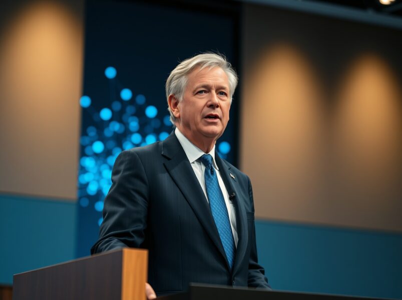 JPMorgan CEO Jamie Dimon discussing blockchain technology advantages over traditional finance systems