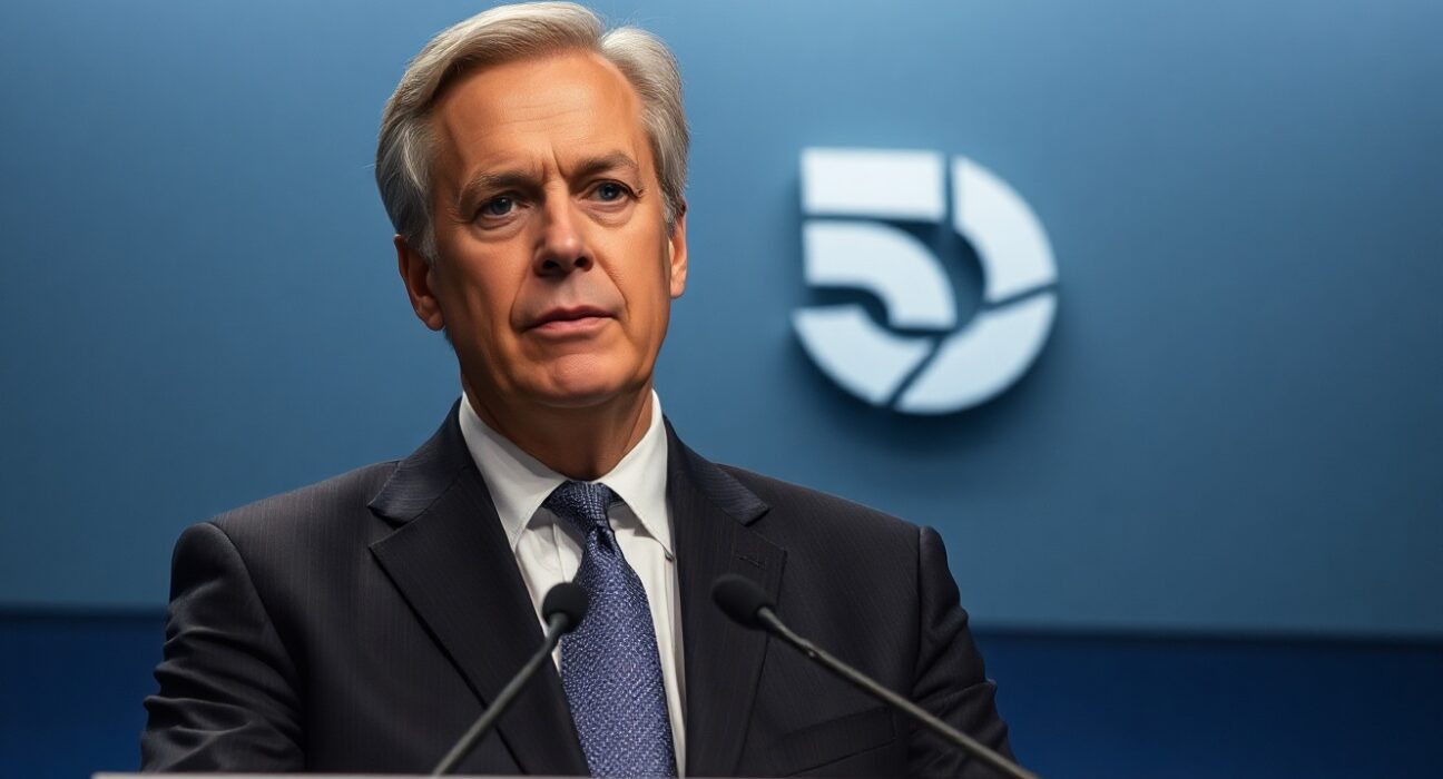 JPMorgan CEO Jamie Dimon speaking at a press conference about crypto regulation and the Clarity Act.