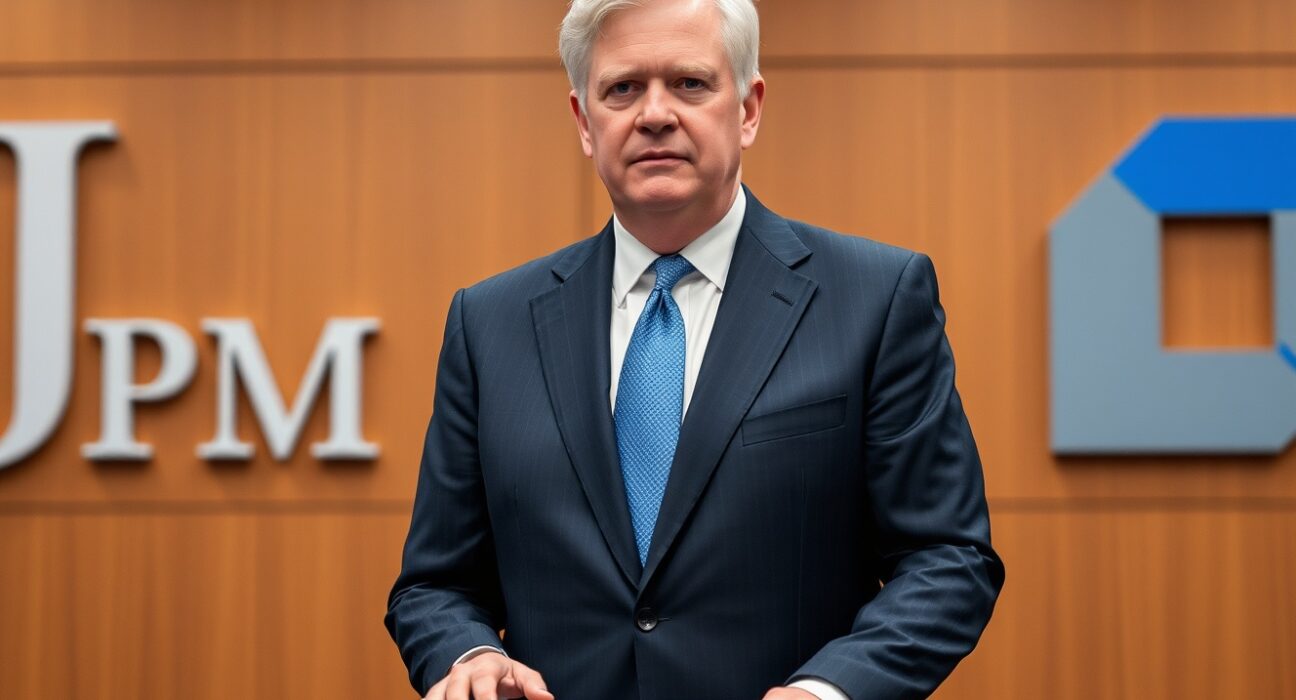 JPMorgan CEO Jamie Dimon speaks confidently about the U.S. economy at a press conference, reflecting a stable 2025 economic outlook.