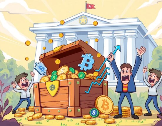 JPMorgan's growing IBIT holdings shown as digital treasure with Bitcoin symbols