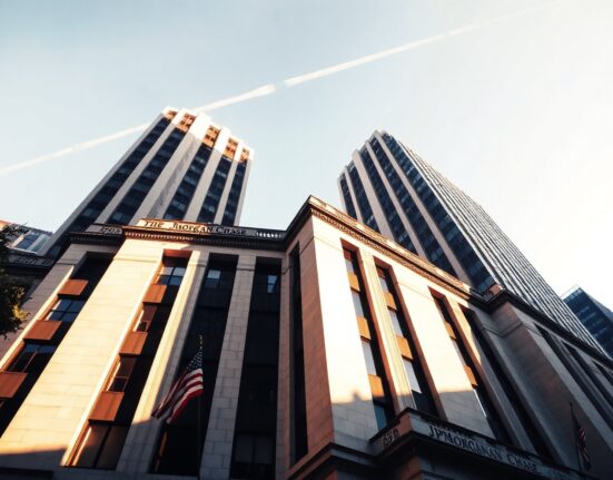 JPMorgan Chase headquarters building in New York City on a clear morning