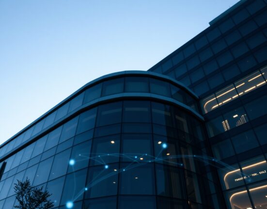 JPMorgan bank building at dusk with digital network overlays representing digital asset regulation concerns