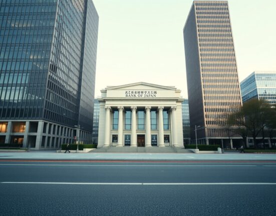 Bank of Japan building in Tokyo, representing the hawkish BoJ hold that shapes the JPY rate path, as analyzed by DBS.