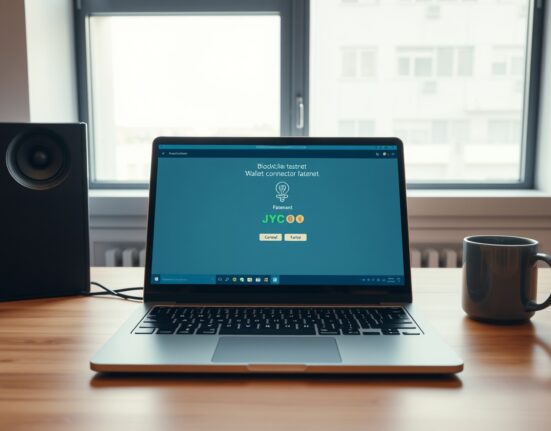 Developer testing JPYC stablecoin on Kaia Kairos testnet via laptop