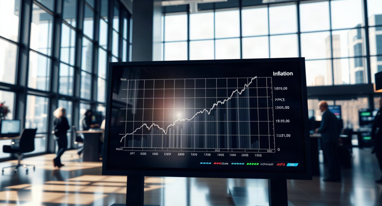 Financial market screen showing inflation data and PCE index trends