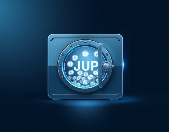 Jupiter Litterbox Trust accumulating JUP tokens in a digital vault representing Solana DeFi protocol revenue strategy