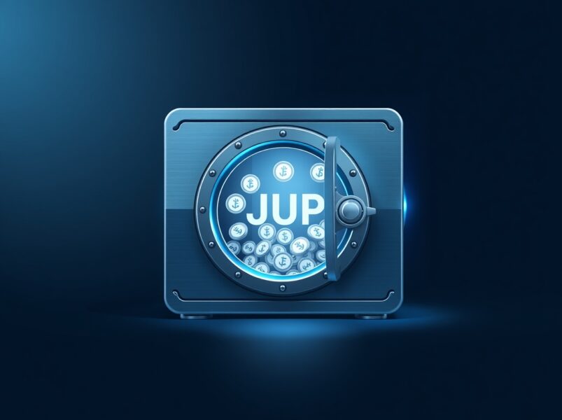 Jupiter Litterbox Trust accumulating JUP tokens in a digital vault representing Solana DeFi protocol revenue strategy