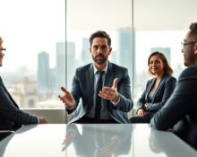 Justin Ernest in a meeting with investors discussing venture capital strategy