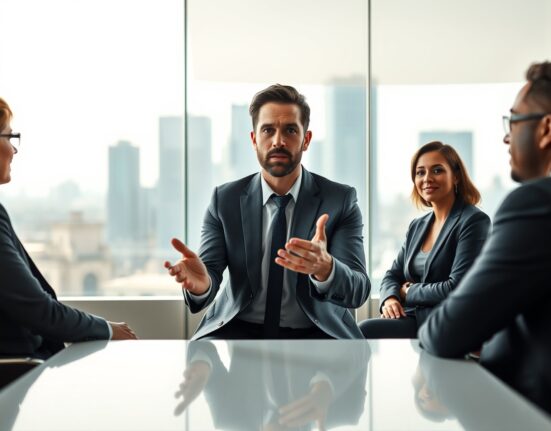 Justin Ernest in a meeting with investors discussing venture capital strategy