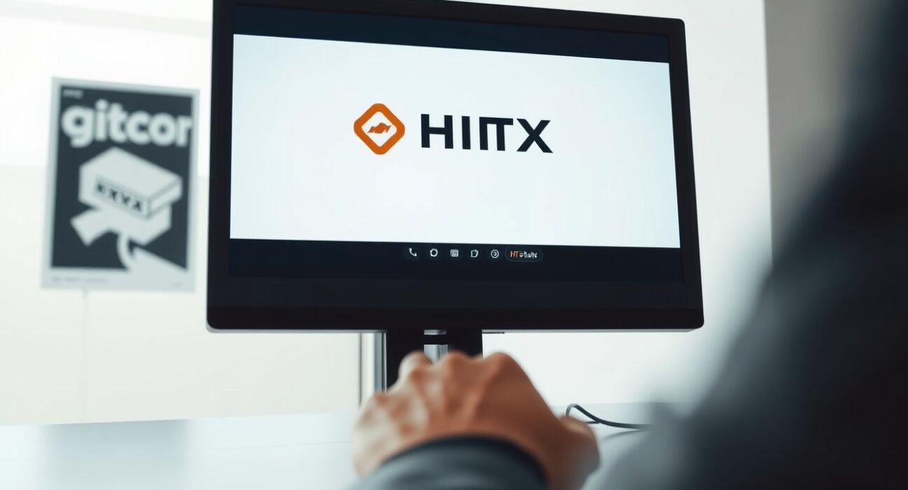 Cryptocurrency exchange interface on a computer screen in a professional office setting