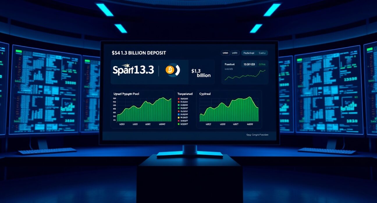 Justin Sun's $1.3B crypto deposit on Spark displayed on a financial dashboard interface.