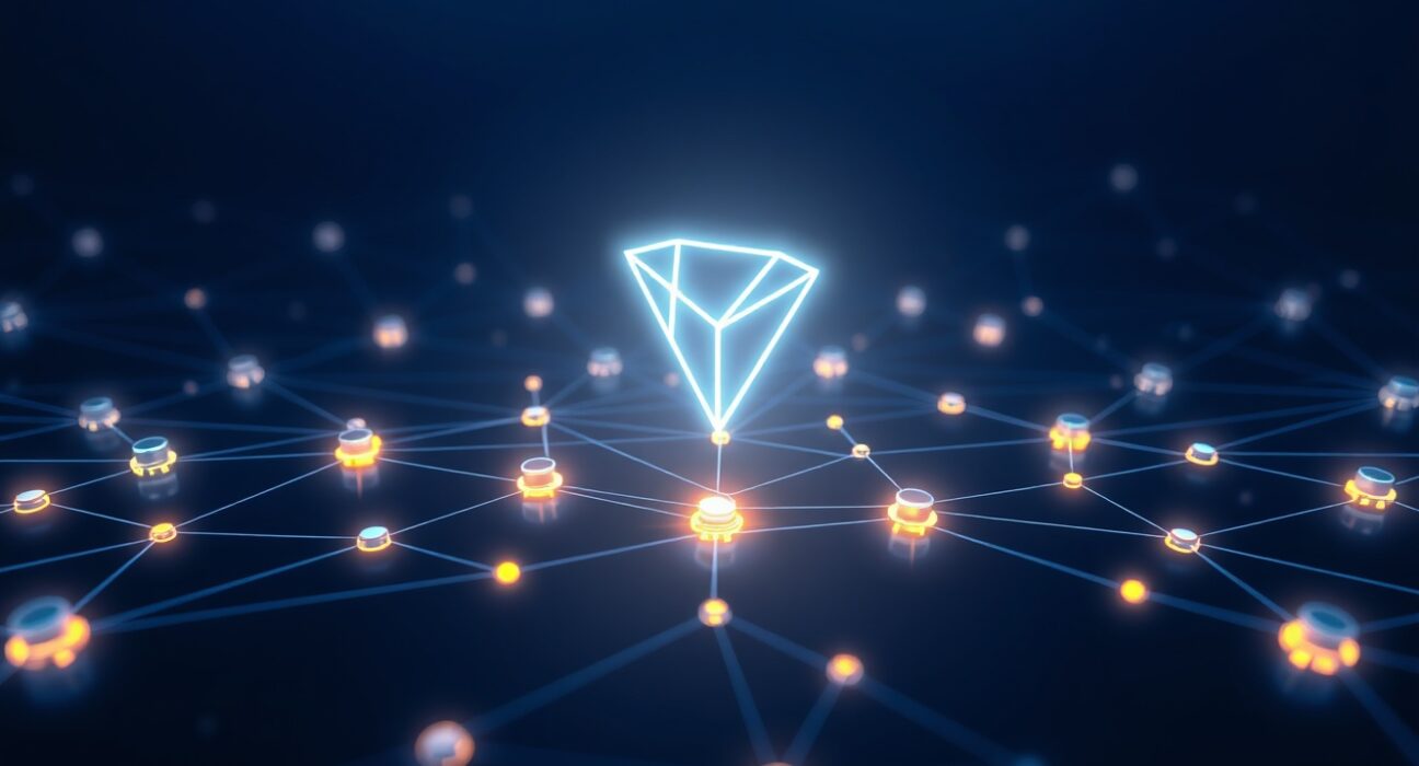 Secure Tron blockchain network with quantum-resistant cryptographic protection visualized as digital shields.