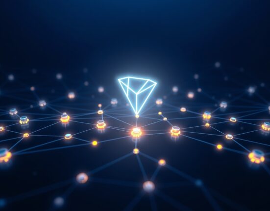 Secure Tron blockchain network with quantum-resistant cryptographic protection visualized as digital shields.