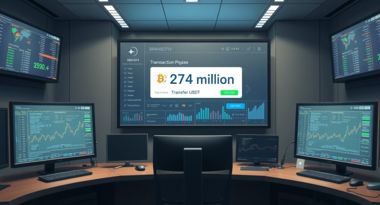 Justin Sun's $274 million USDT transaction from Aave protocol visualized on blockchain dashboard
