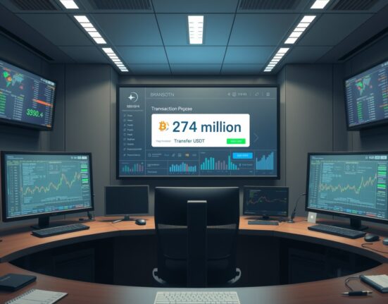 Justin Sun's $274 million USDT transaction from Aave protocol visualized on blockchain dashboard