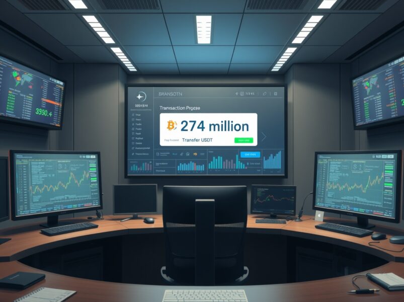 Justin Sun's $274 million USDT transaction from Aave protocol visualized on blockchain dashboard