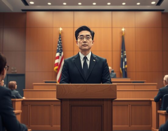 Justin Sun dismisses WLFI defamation lawsuit in a courtroom setting, representing his legal defense against World Liberty Financial.