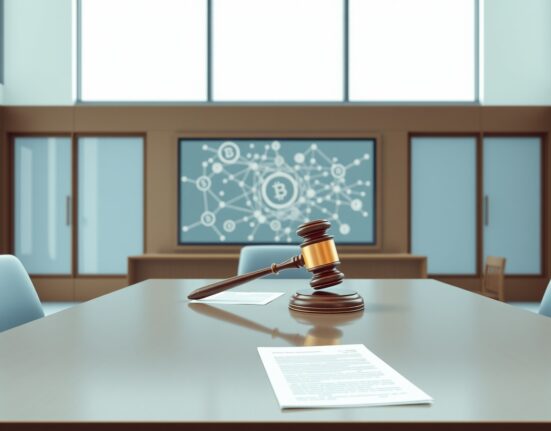 Justin Sun WLFI lawsuit courtroom scene representing crypto legal battle and governance dispute